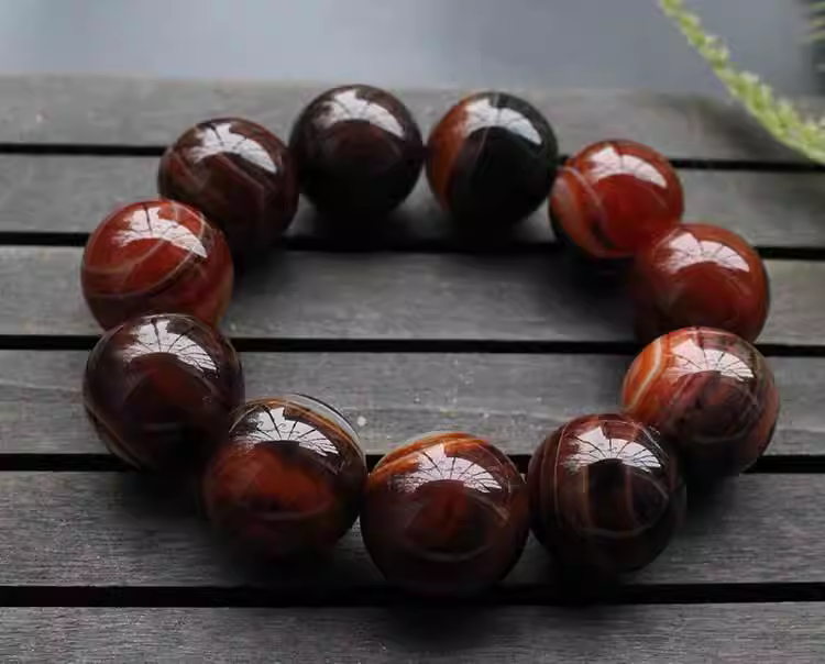Men’s Dream Lace Agate Beaded Bracelet | 20mm Round Agate Stone Bracelet for Men thumbnail