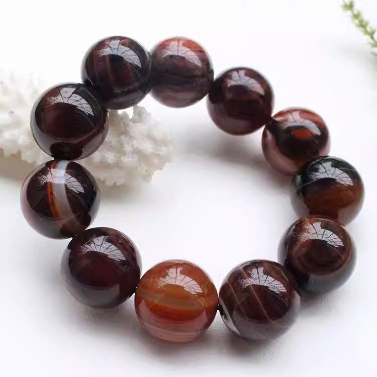 Men’s Dream Lace Agate Beaded Bracelet | 20mm Round Agate Stone Bracelet for Men thumbnail