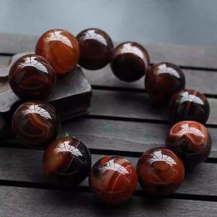 Men’s Dream Lace Agate Beaded Bracelet | 20mm Round Agate Stone Bracelet for Men thumbnail