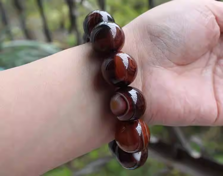 Men’s Dream Lace Agate Beaded Bracelet | 20mm Round Agate Stone Bracelet for Men